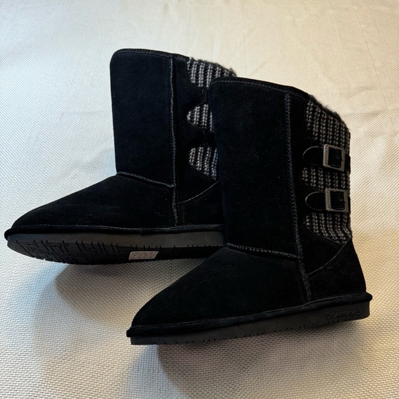 NWT bearpaw black sheep suede and wool lining women’s boots size 10 knit details - Picture 9 of 13